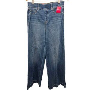 NWT Spanx Women's High-Waisted Wide-Leg Denim Jeans L/G Light Wash